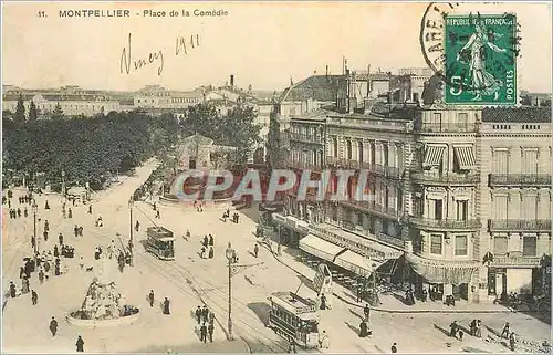 Cartes postales Montpellier Place de la Comedie Tramway