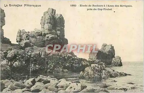 Cartes postales Etude de Rochers a l'Anse des Sevignes pres du Cap Frehel