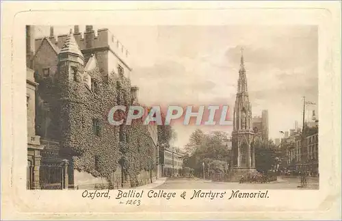 Cartes postales Oxford Balliol College Martyrs Memorial