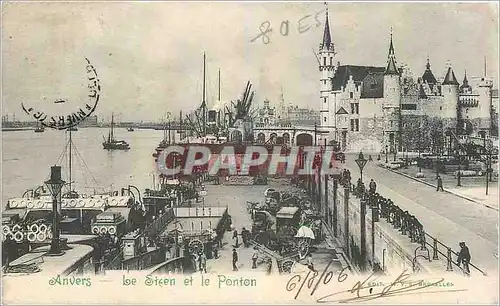 Cartes postales Anvers Le Steen et le Ponton Bateaux