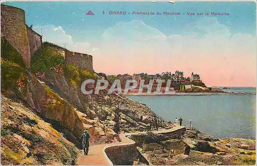 Cartes postales Dinard Promenade du Moulinet Vue sur la Malouine