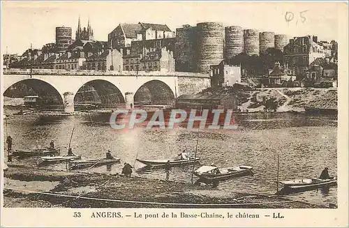 Cartes postales Angers Le pont de la Basse Chaine le chateau Bateaux