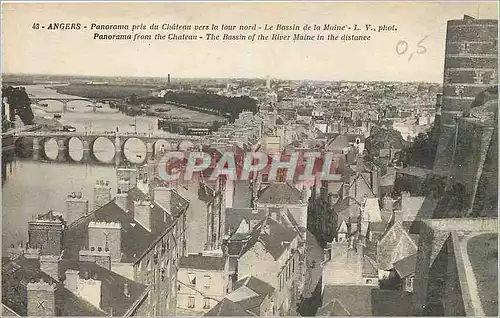 Cartes postales Angers Panorama pris du Chateau vers la tour nord Le bassin de la Maine