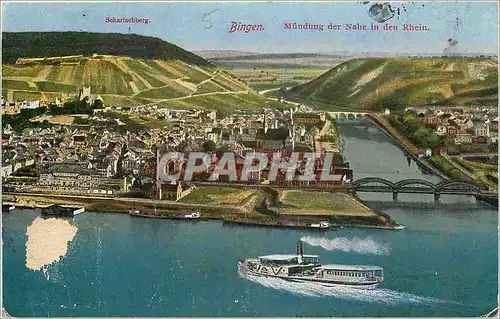 Cartes postales Bingen Mundung der Nahe in deu Rhein Bateau