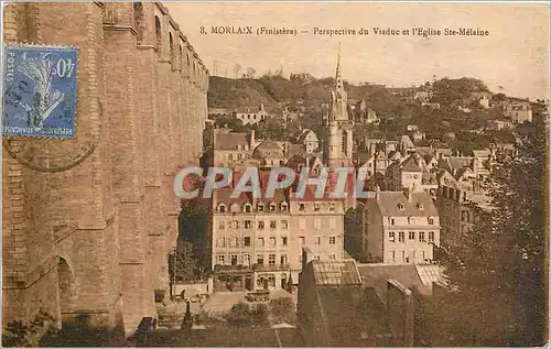 Cartes postales Morlaix Finistere Perspective du Viaduc et l'Eglise Ste Melaine