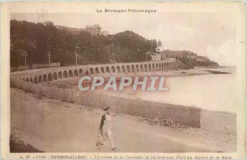 Cartes postales Perros Guirec La route de la Corniche et les travaux d'art au depart de la Rade