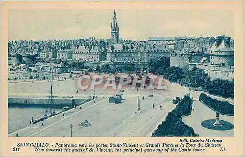 Ansichtskarte AK Saint Malo Panorama vers les portes Saint Vincent et Grande Porte et la Tour du Chateau