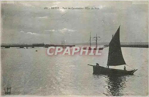 Ansichtskarte AK Brest Port de Commerce Effet de nuit Bateau