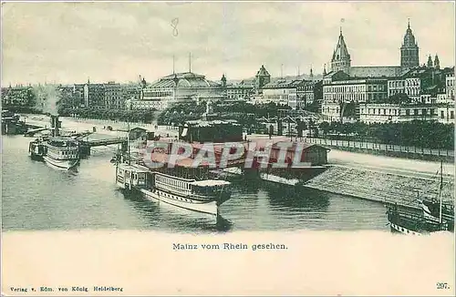 Cartes postales Mainz vom Rhein gesehen Bateaux