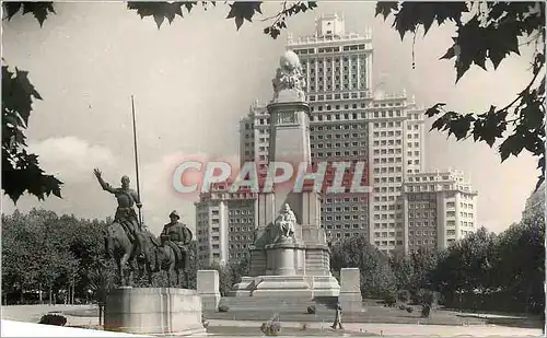 Cartes postales moderne Madrid Place d'Spagne Monument a Cervantes