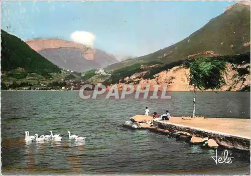 Moderne Karte Lac d'Annecy Jetee du port de St Jorioz au fond Menthon St Bernard