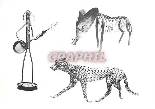 Cartes postales moderne Ferro Sculptures de Maurice Louis Lapouge La Croix du Rat Castels Guepard  Sanglier Musicien