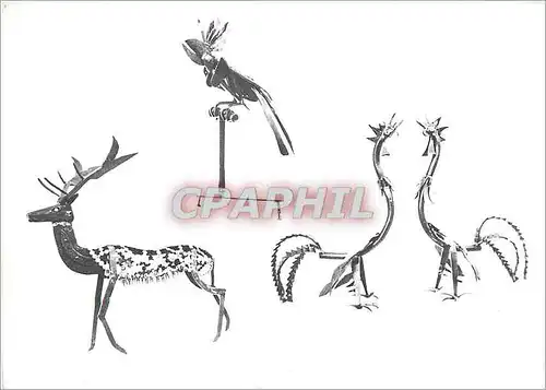 Cartes postales moderne Ferro Sculptures de Maurice Louis Lapouge La Croix du Rat Castels Coqs de combat Coq Saim Cacato