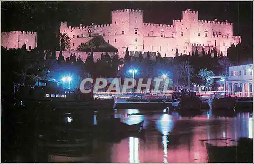 Moderne Karte Island of Rhodos The Knight's Palace by night