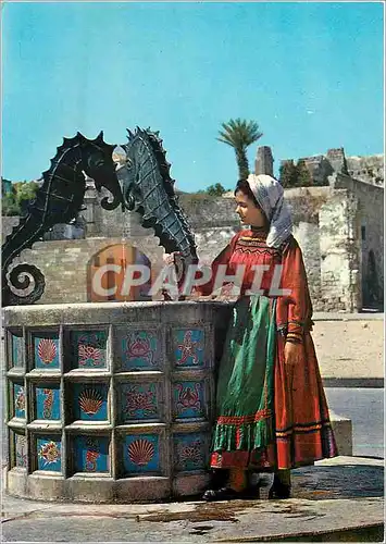 Cartes postales moderne Rhodes La Fontaine des Hippocamps Folklore