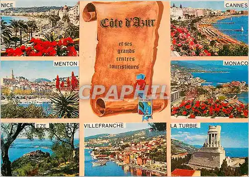 Cartes postales moderne Cote d'Azur French Riviera Les grands centres touristiques