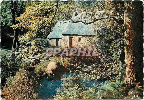 Moderne Karte La Bretagne en Couleur Petit moulin sur une riviere bretonne