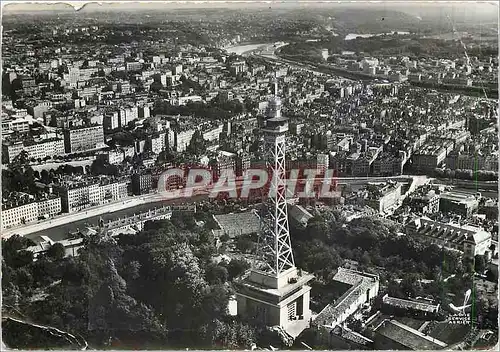 Moderne Karte Lyon Rhone Fourviere et la Tour Metallique