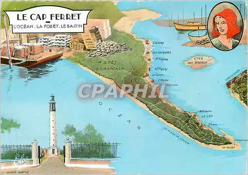 Cartes postales moderne Le Cap Ferret L'Ocean La Foret Le Bassin