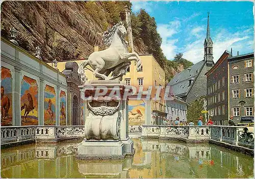 Moderne Karte Salzburg die Kunststadt Alte Pferdeschwemme anno Licorne