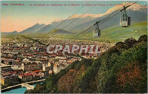 Cartes postales Grenoble Le croisement du teleferique de la Bastille