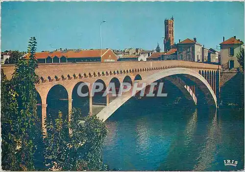 Moderne Karte Villeneuve sur Lot Lot et Garonne Le Pont Neuf sur le Lot et le clocher de l'Eglise Sainte Cathe