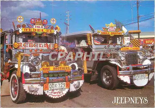 Moderne Karte Jeepneys gaudy chromy and colorfuls of public transportation Philippines