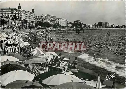 Cartes postales moderne Cannes La Plage et les Grands Hotels de la Croisette