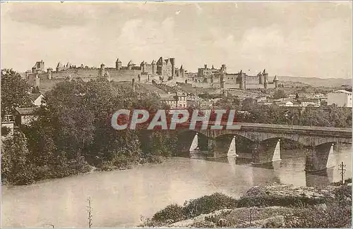 Ansichtskarte AK Cite de Carcassonne Aude L'Aude La Cite et les deux Ponts