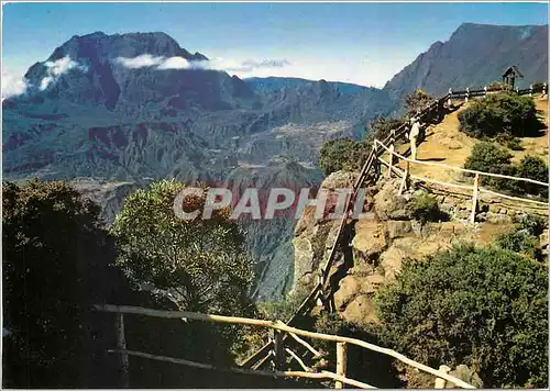 Moderne Karte Ile de la Reunion Le Piton des Neiges Vu du Maido