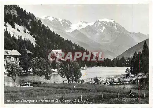 Moderne Karte Lac Champex et Gd Combin