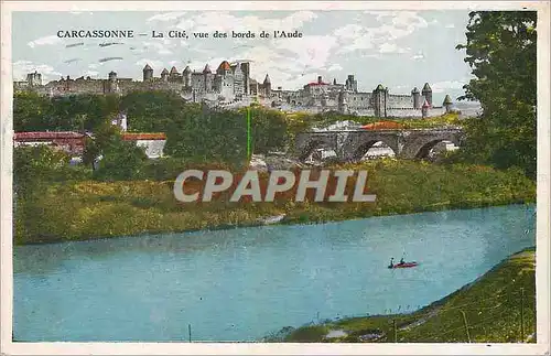 Moderne Karte Carcassonne La Cite vue des bords de l'Aude