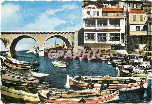 Moderne Karte Vallon des Auffes Port de P�che Marseille Vue d'ensemble Chez Fonfon