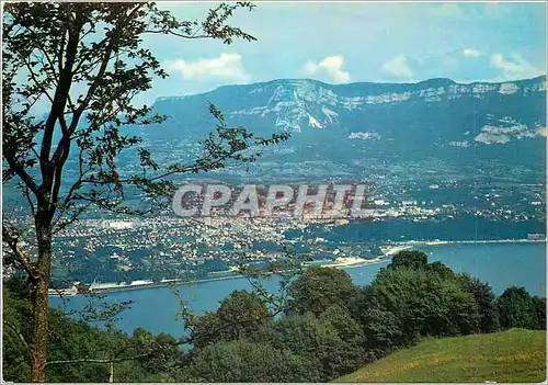 Cartes postales moderne Lac du Bourget (Savoie) Vue panoramique sur Aix les Bains et le Revard (alt 1538m)