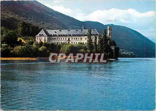 Moderne Karte Abbaye d'Hautecombe et la Tour St Andre sur le Lac du bourget