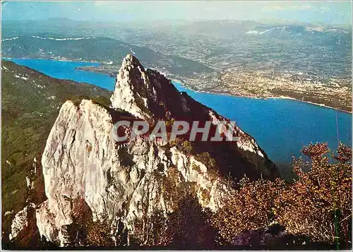 Moderne Karte Paysages de Savoie la Dent du Chat alt 1400 m Panorama sur le Lac du Bourget et Aix les Bains