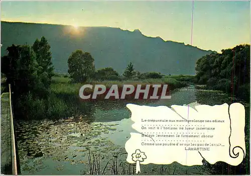 Moderne Karte Crepuscule sur le lac du Bourget