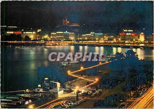 Cartes postales moderne Geneve la rade illuminee