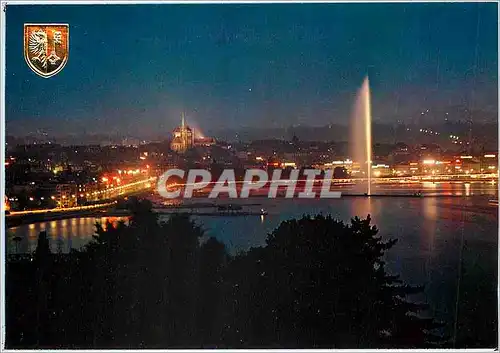 Moderne Karte Geneve la ville au crepuscule