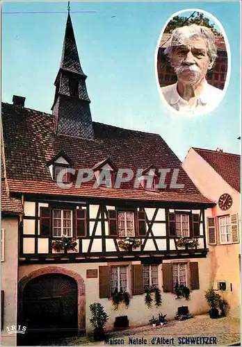 Moderne Karte Kayserberg (Haut Rhin) en cette maison est ne en 1875 Albert Schweitzer