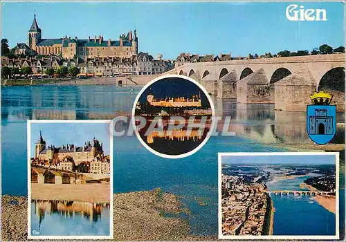 Cartes postales moderne Gien (Loiret) Le chateau le pont et la Loire