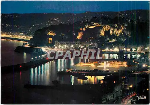 Cartes postales moderne La Cote d'Azur Nice Le Chateau la nuit et le Port