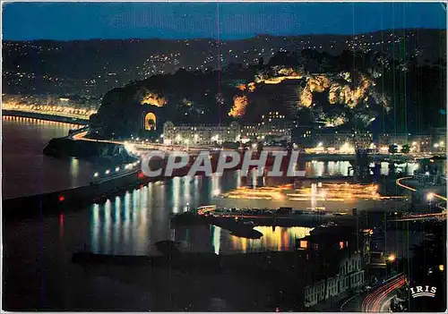 Moderne Karte La Cote d'Azur Nice Le Chateau la nuit et le Port