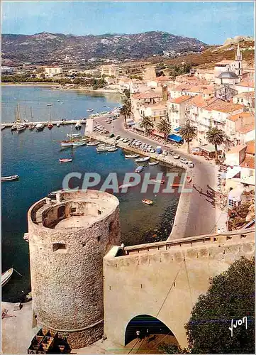 Cartes postales moderne La Corse Oasis de Beaute Calvi vu des remparts le quai de Plaisance domine par le Toour du Sel s