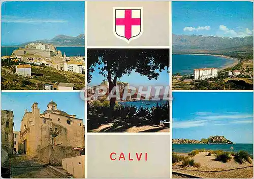 Moderne Karte La Corse Oasis de Beaute Calvi La Citadelle la cathedrale St Jean Baptiste la citadelle et le po