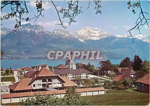 Cartes postales moderne Lac d'Annecy (Haute Savoie) Sevrier vue generale les dents de lanfon et la Tournette