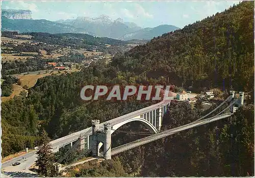 Moderne Karte Les Ponts de la Caille (Haute Savoie) surplombant de 147 m le torrent des Usses