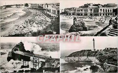 Moderne Karte Biarritz Grands Plage Casino Bellevue Rocher de la Vierge Phare et jardins