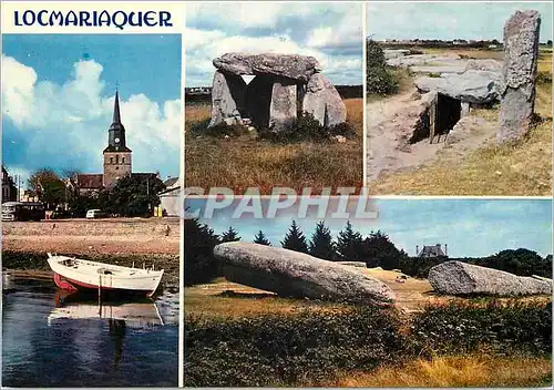 Moderne Karte La Bretagne en couleurs Locmariarquer (Morbihan) le coin de l'Eglise
