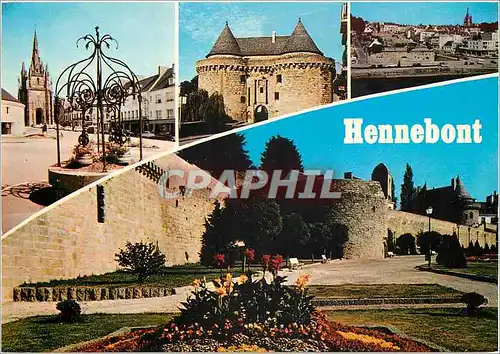 Cartes postales moderne Hennebont (Morbihan) Les remparts de la ville Close et les jardins les puits ferre et l'eglise N